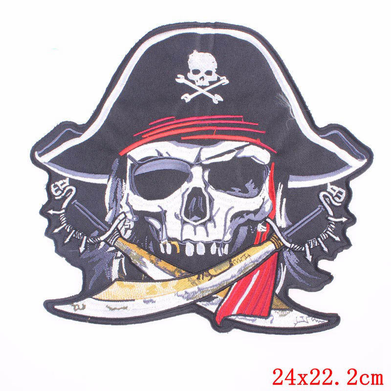 New skull punk big back label foreign trade embroidery cloth patch clothing embroidery motorcycle label patch discount spot wholesale