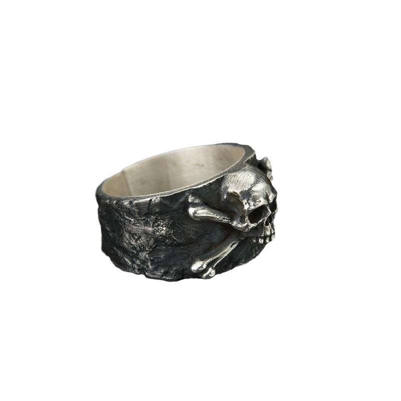 Skull Ring European and American Punk Style Motorcycle Hip-Hop Skull Ring Open Adjustable Retro Ring Ring