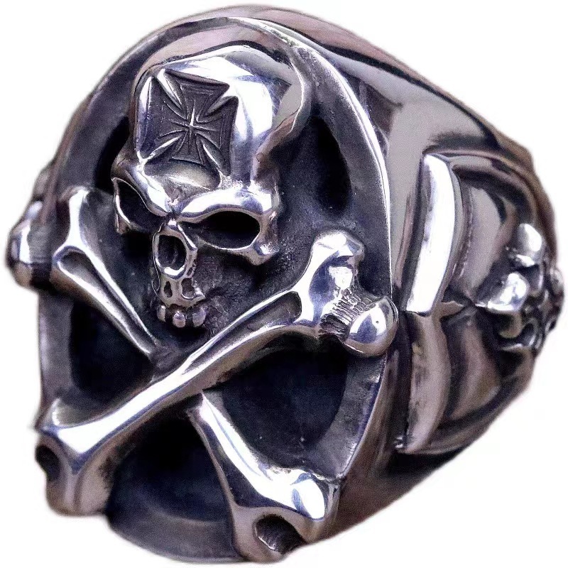 Heavy-Duty Retro Skull Ring – Men’s Fashion Statement Alloy Index Ring