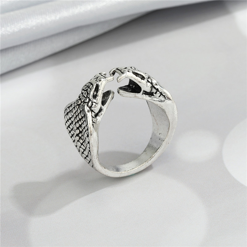 Steel Warrior Vintage Jewelry – Stainless Steel Men's Double-Headed Snake Ring with Zircon Inlay