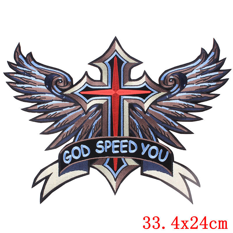 New foreign trade embroidery punk back label cloth patch clothing accessories motorcycle label patch spot wholesale