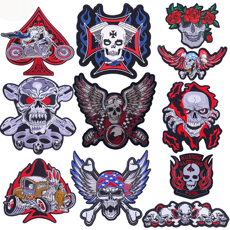 Skull Punk Large Back Patch – Biker & Punk Embroidered Patch