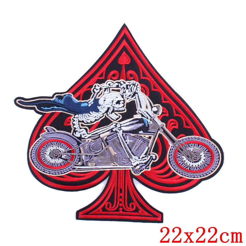 New skull punk big back label foreign trade embroidery cloth patch clothing embroidery motorcycle label patch discount spot wholesale