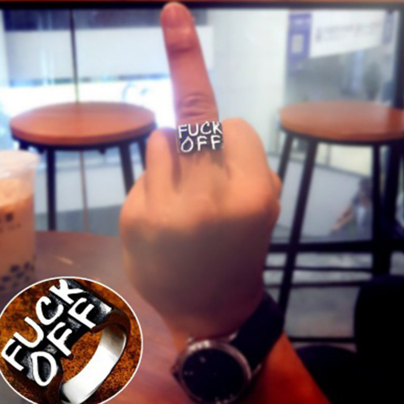 FUCK OFF Punk Style European and American Fashion Retro Couple Rings Manufacturers Wholesale