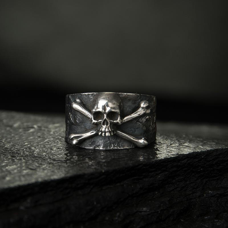 Skull Ring European and American Punk Style Motorcycle Hip-Hop Skull Ring Open Adjustable Retro Ring Ring