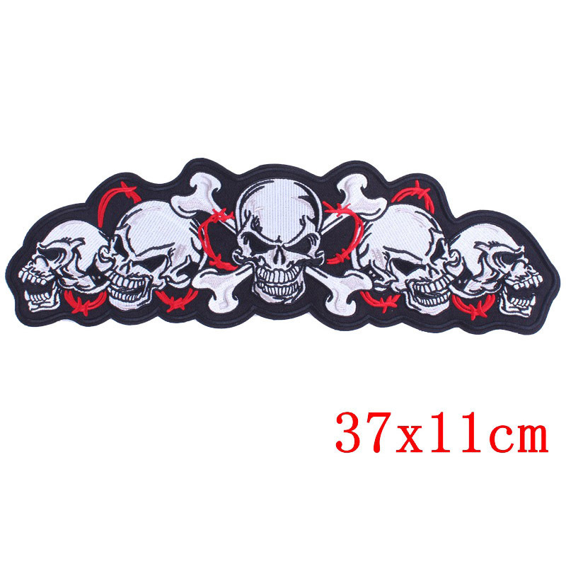 New skull punk big back label foreign trade embroidery cloth patch clothing embroidery motorcycle label patch discount spot wholesale