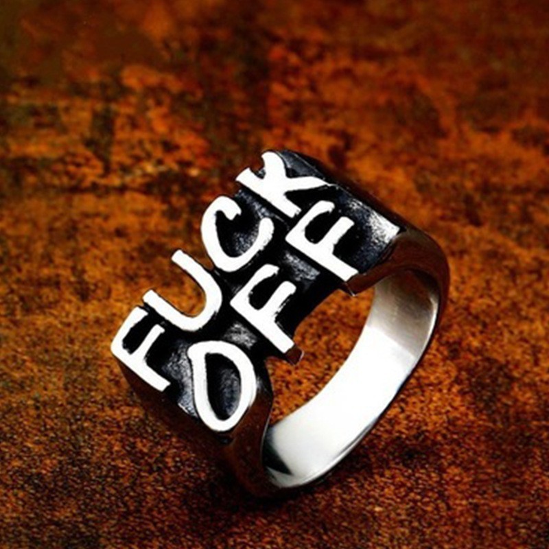 FUCK OFF Punk Style European and American Fashion Retro Couple Rings Manufacturers Wholesale