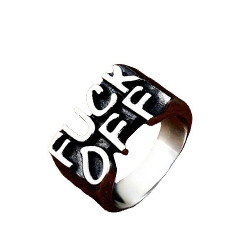 FUCK OFF Punk Style European and American Fashion Retro Couple Rings Manufacturers Wholesale
