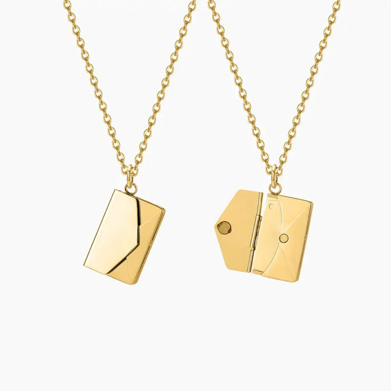 European and American cross-border 18k gold non-fading couple book pendant necklace personality DIY love opening and closing book sweater chain