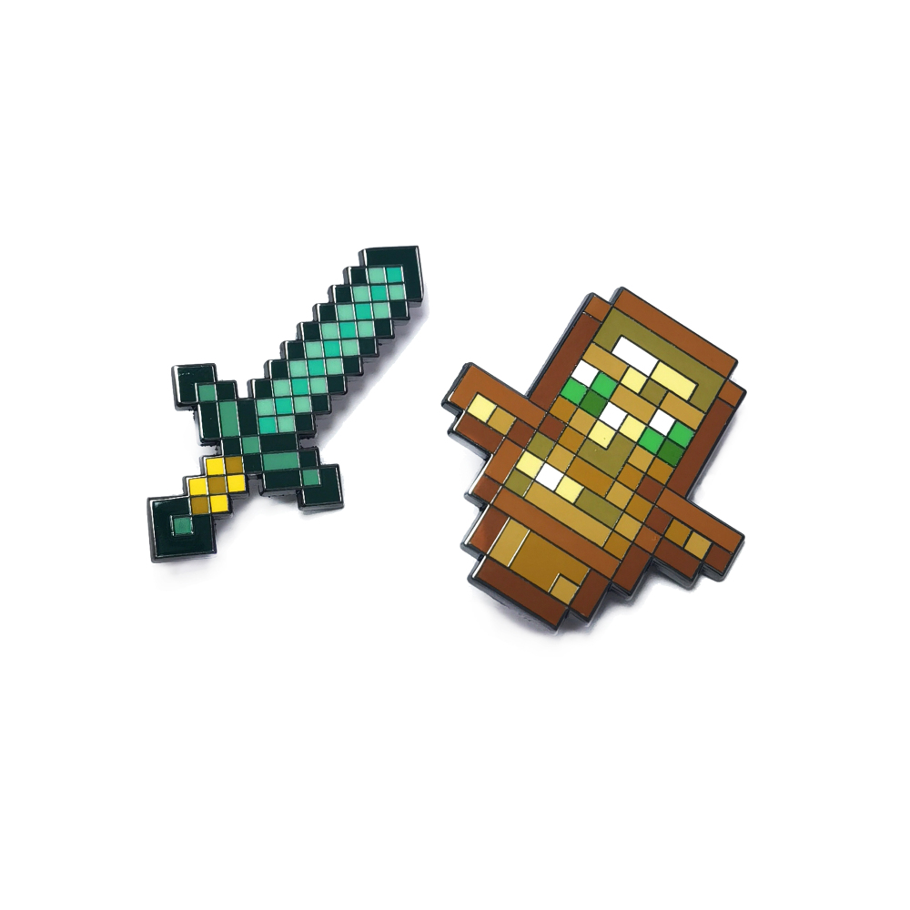 Diamond Sword & Totem of Undying Pins – Minecraft-Inspired Enamel Pin Set