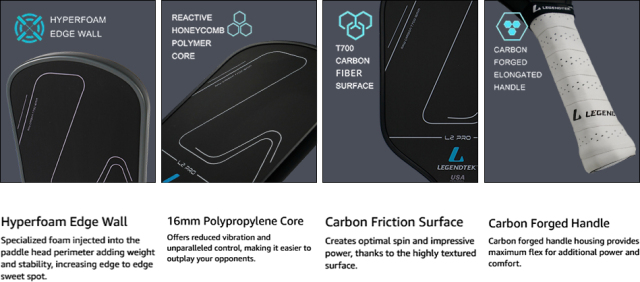 LEGENDTEK Pickleball Paddles , Carbon Friction Surface Pickleball Paddles, Pickleball Paddle USAPA APPROVED for All Levels