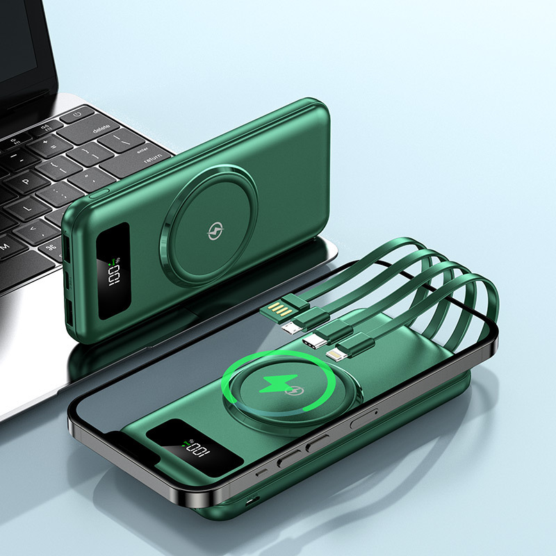 NEW functions Wireless Magnetic Portable Power Bank 10000mAh with multiple charging cables
