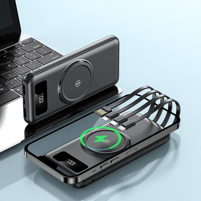 NEW functions Wireless Magnetic Portable Power Bank 10000mAh with multiple charging cables
