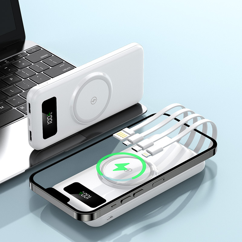 NEW functions Wireless Magnetic Portable Power Bank 10000mAh with multiple charging cables