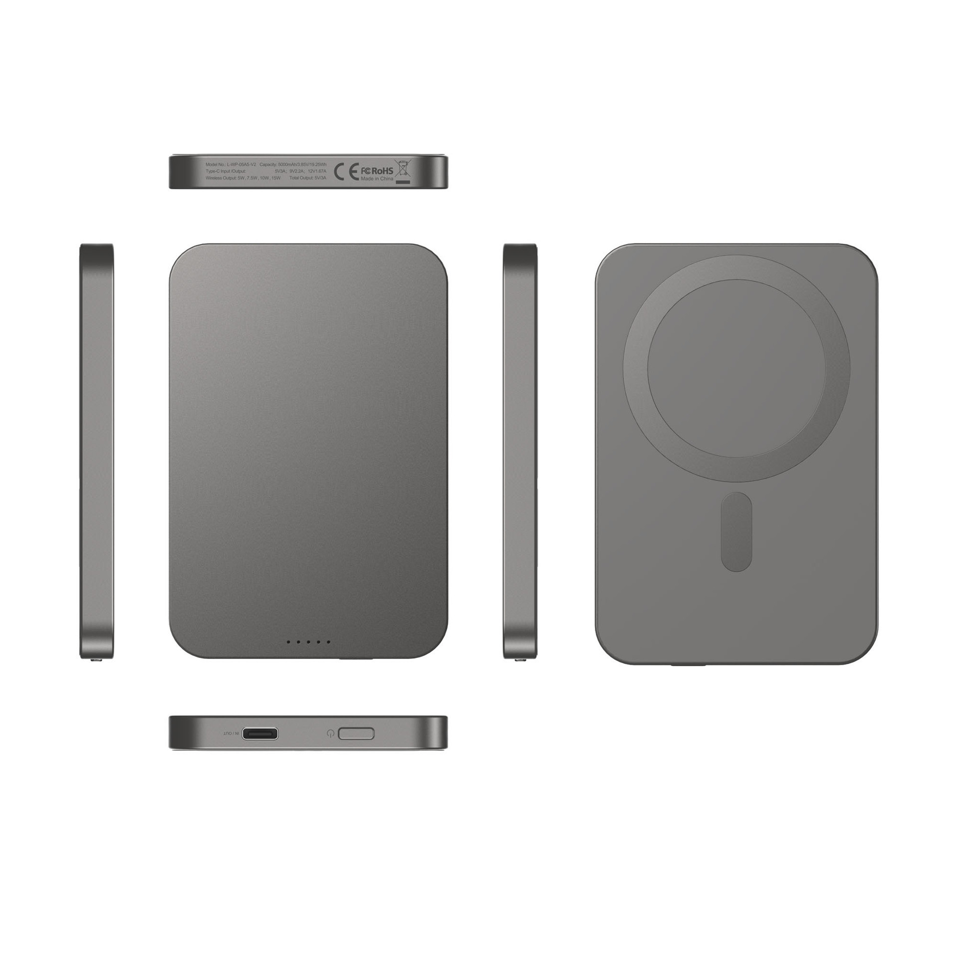 Popular Design Portable Power Bank 5000mAh with ultrathin aluminium alloy case
