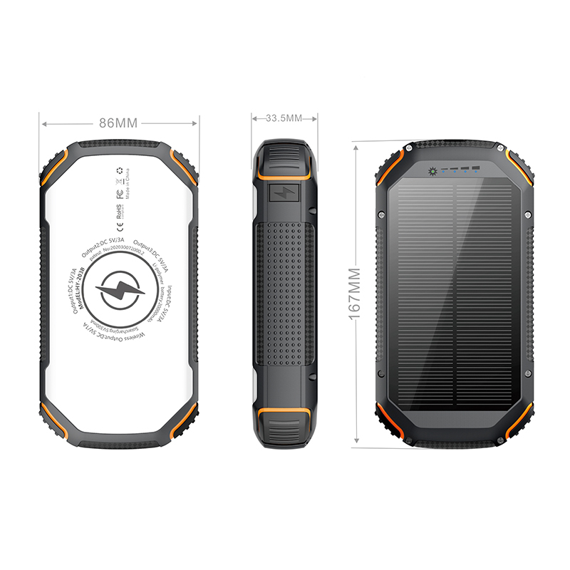 High Performance Portable Solar Power Bank 20000mAh with Solar Panel Power Generation Function