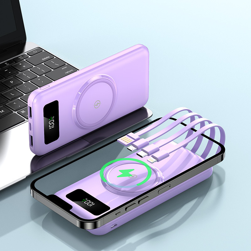 NEW functions Wireless Magnetic Portable Power Bank 10000mAh with multiple charging cables