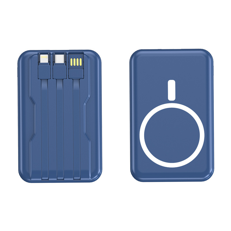 Durable Wireless Transparent Magnetic Portable Power Bank 10000mAh with charging cables