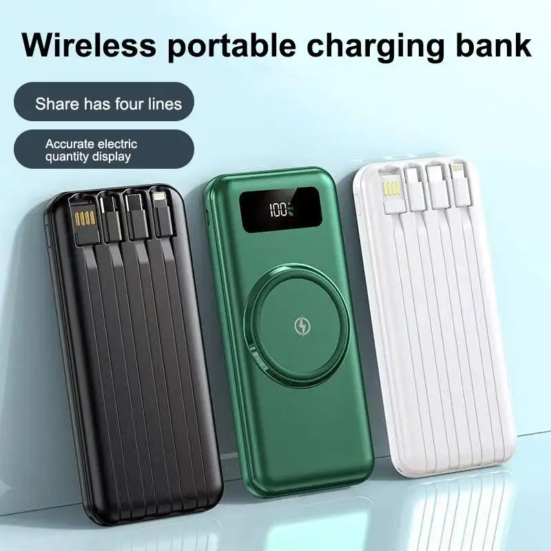 NEW functions Wireless Magnetic Portable Power Bank 10000mAh with multiple charging cables