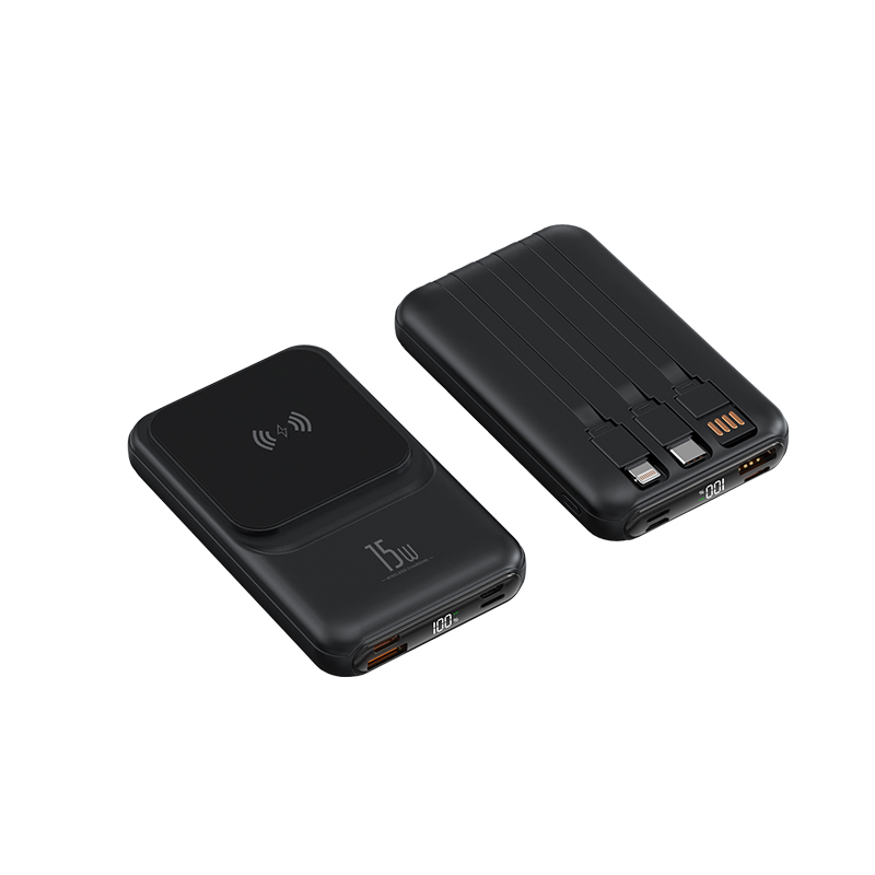 2023 Popular Wireless Transparent Magnetic Portable Power Bank 10000mAh with charging cables