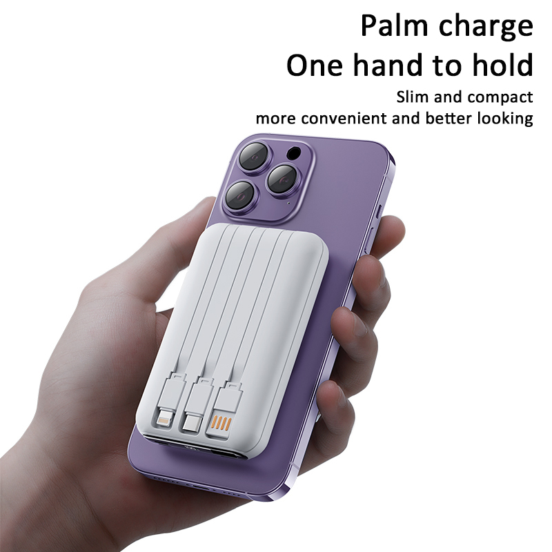 2023 Popular Wireless Transparent Magnetic Portable Power Bank 10000mAh with charging cables