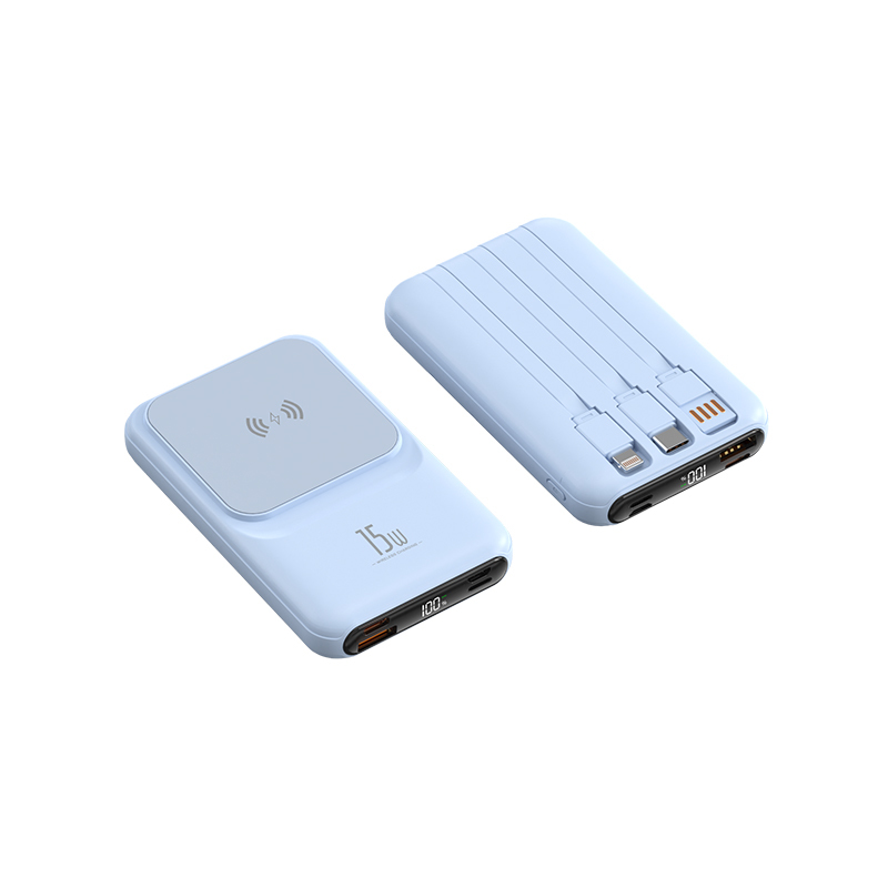 2023 Popular Wireless Transparent Magnetic Portable Power Bank 10000mAh with charging cables