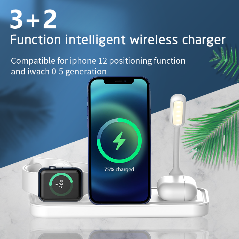 10W 15W Wireless Charging Pad Qi Fast Charger 3 in 1 Wireless Charger Stand Holders Station with USB Night Lamp