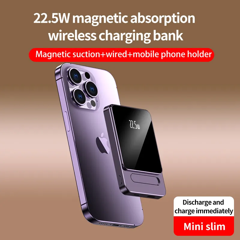 New arrivals aluminium alloy Magnetic wireless Portable Power Bank 10000mAh with Bracket Powerbank