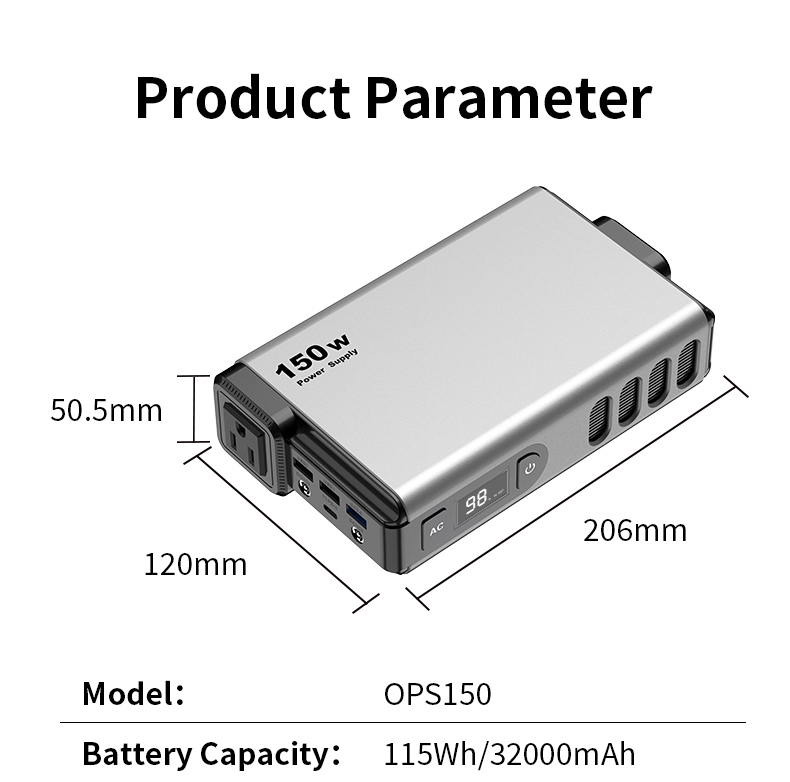 150W Outdoor Portable Power Station Fast Charging 32000mAh Portable Emergency Power Generator