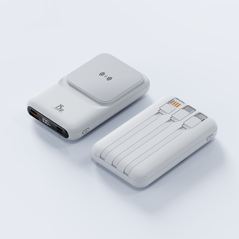 2023 Popular Wireless Transparent Magnetic Portable Power Bank 10000mAh with charging cables