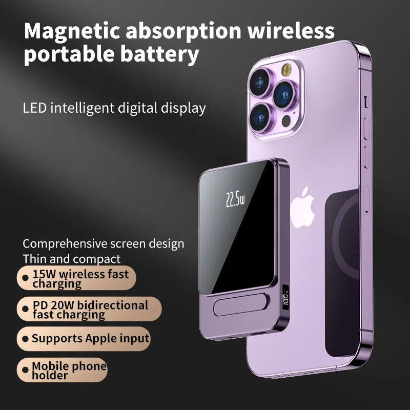 New arrivals aluminium alloy Magnetic wireless Portable Power Bank 10000mAh with Bracket Powerbank