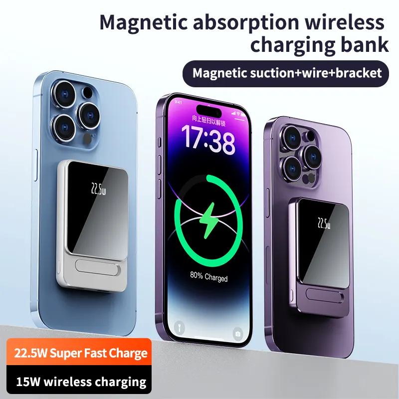New arrivals aluminium alloy Magnetic wireless Portable Power Bank 10000mAh with Bracket Powerbank