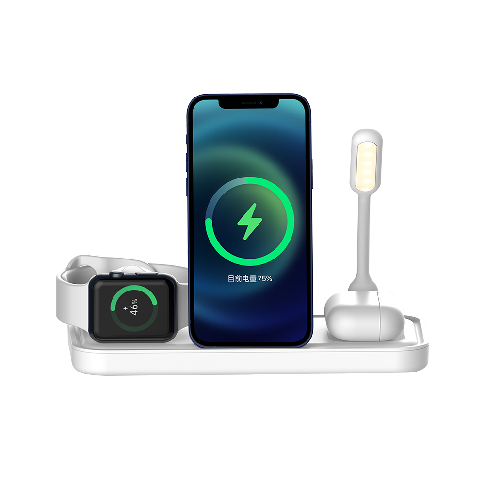 10W 15W Wireless Charging Pad Qi Fast Charger 3 in 1 Wireless Charger Stand Holders Station with USB Night Lamp