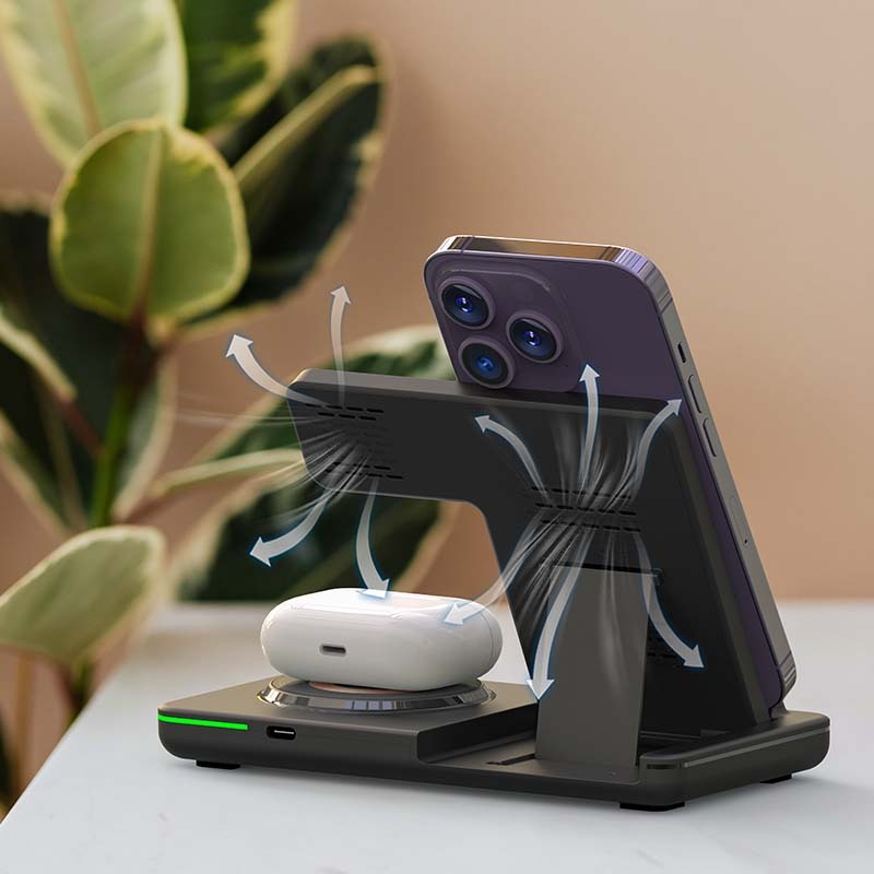New Arrivals Portable 3 in 1 Wireless Charger Foldable 15W Fast Charging Stand Holders Station