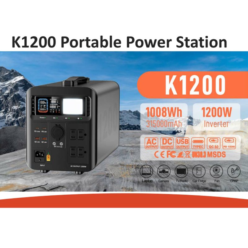 High Power Output Portable Power Station 1000W 1200W Solar Generator Power Energy for Outdoor Camping