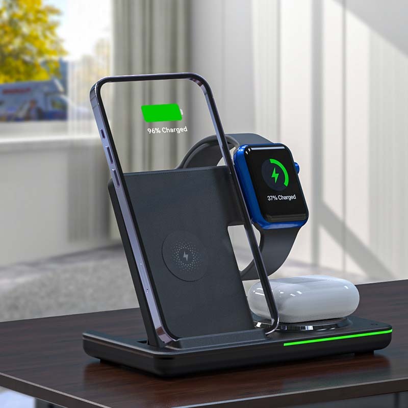 New Arrivals Portable 3 in 1 Wireless Charger Foldable 15W Fast Charging Stand Holders Station
