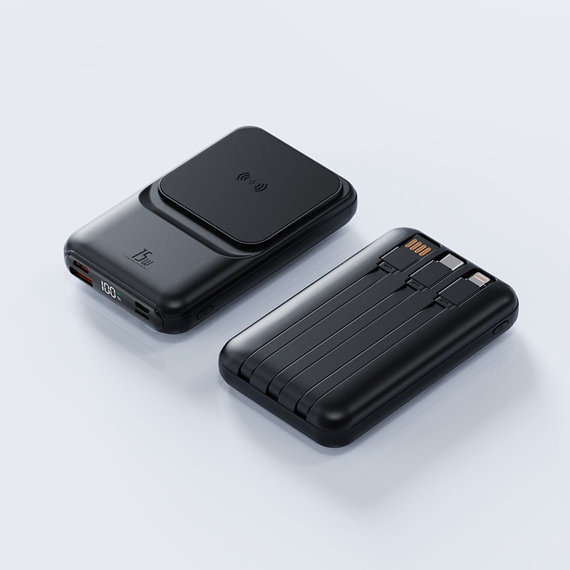 2023 Popular Wireless Transparent Magnetic Portable Power Bank 10000mAh with charging cables