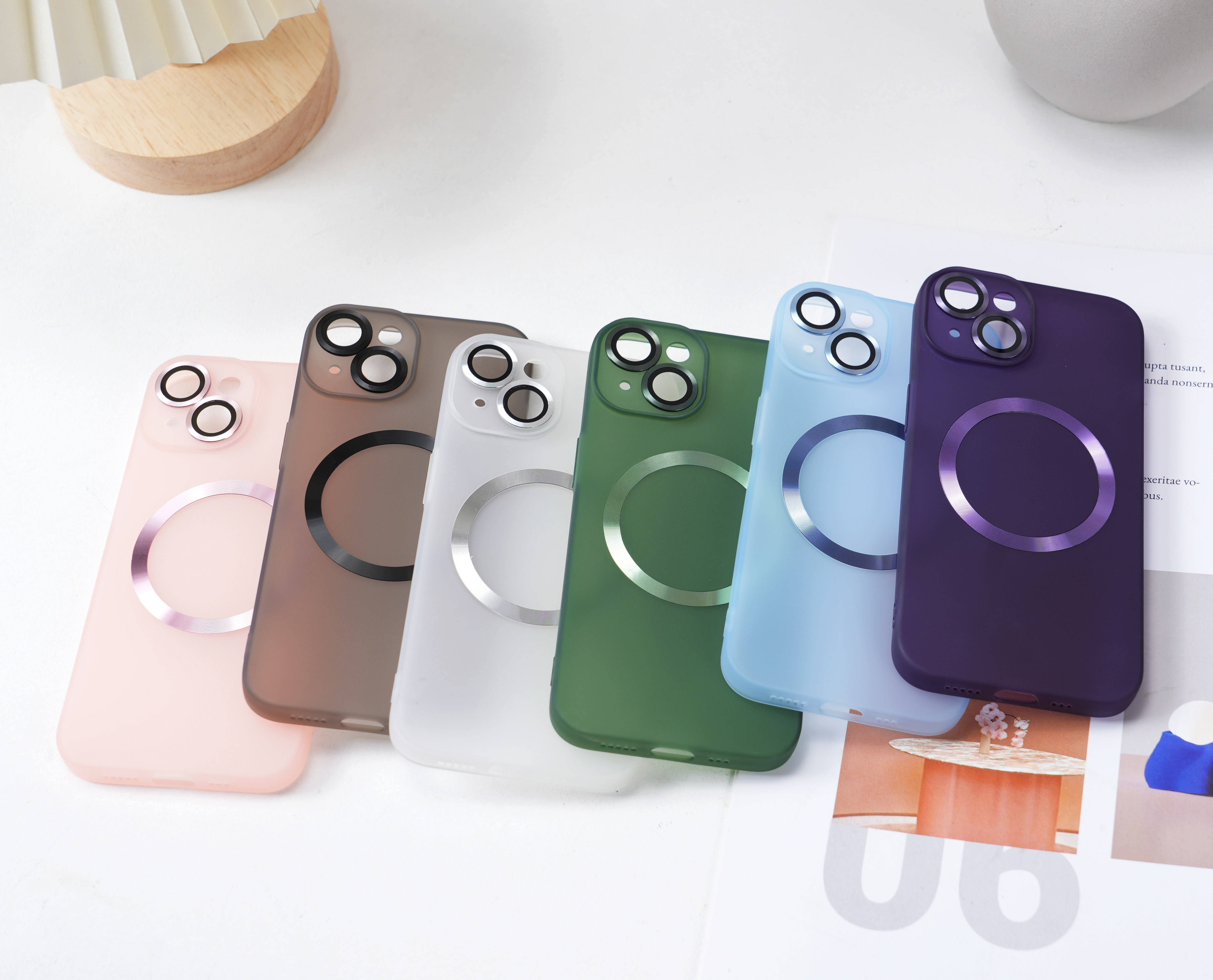 Magnetic Matte Logo Hole Lens Protection Phone Case For iPhone 14 13 12 11 Pro Max Shockproof PC Hard Ultra Thin Bumper Cover