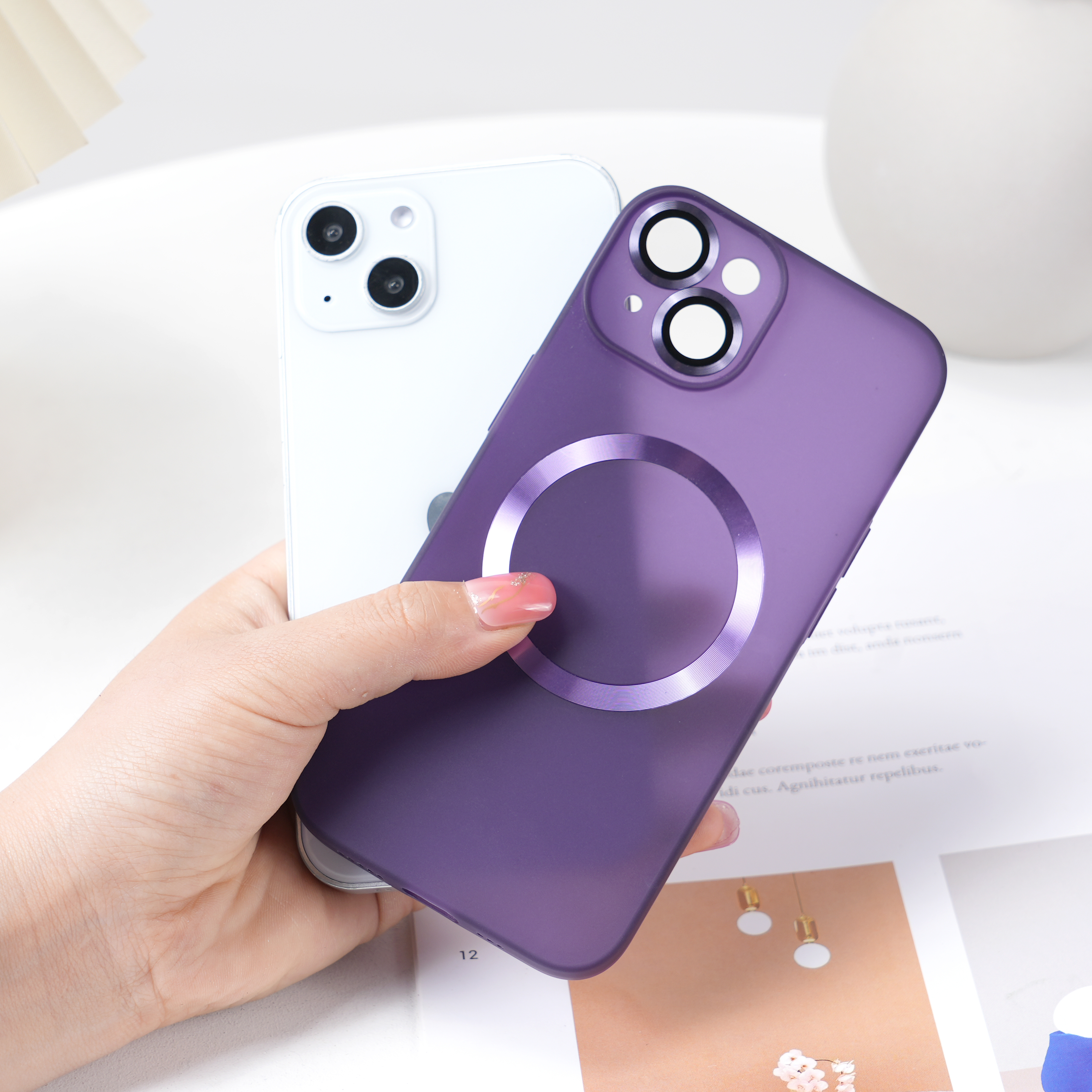Magnetic Matte Logo Hole Lens Protection Phone Case For iPhone 14 13 12 11 Pro Max Shockproof PC Hard Ultra Thin Bumper Cover