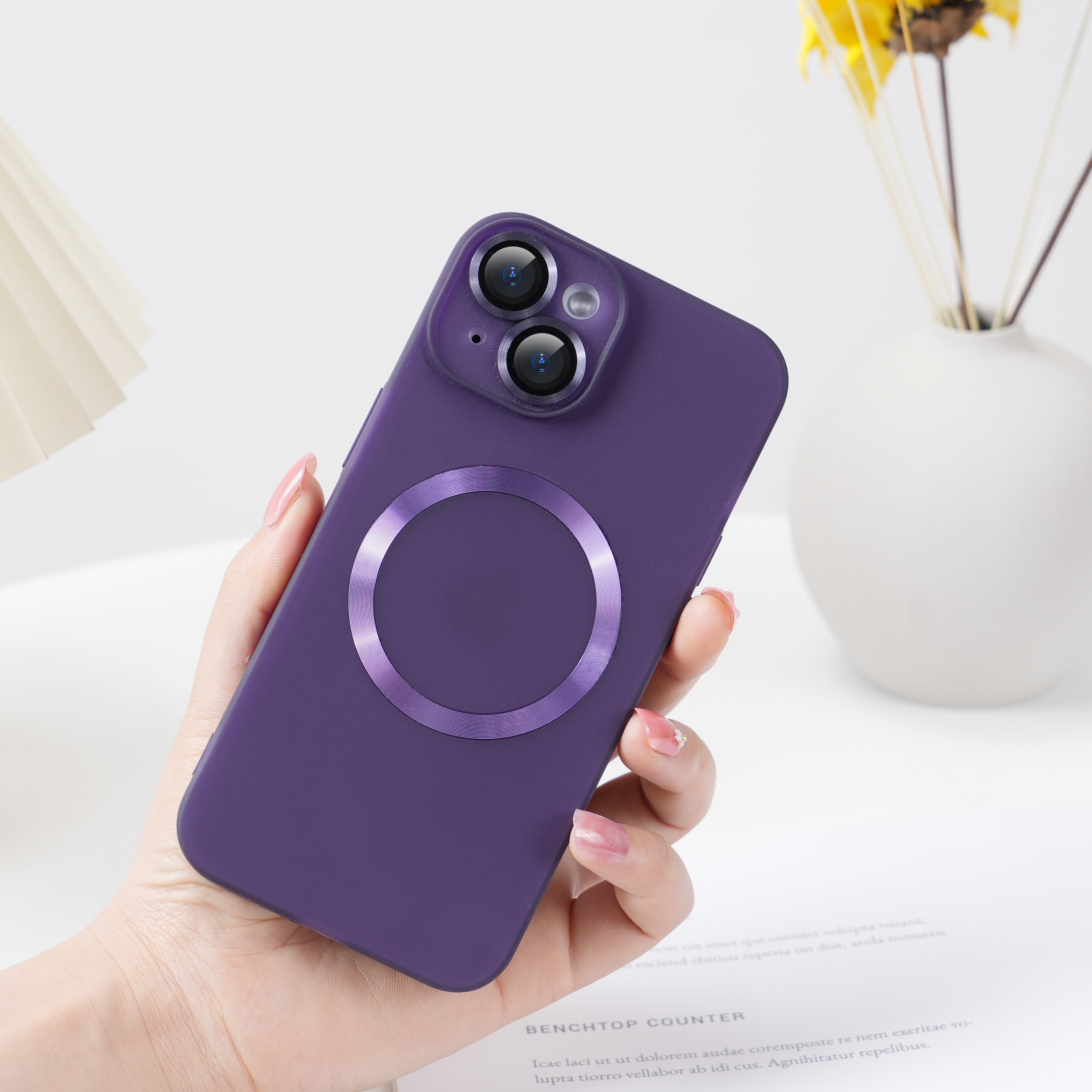 Magnetic Matte Logo Hole Lens Protection Phone Case For iPhone 14 13 12 11 Pro Max Shockproof PC Hard Ultra Thin Bumper Cover