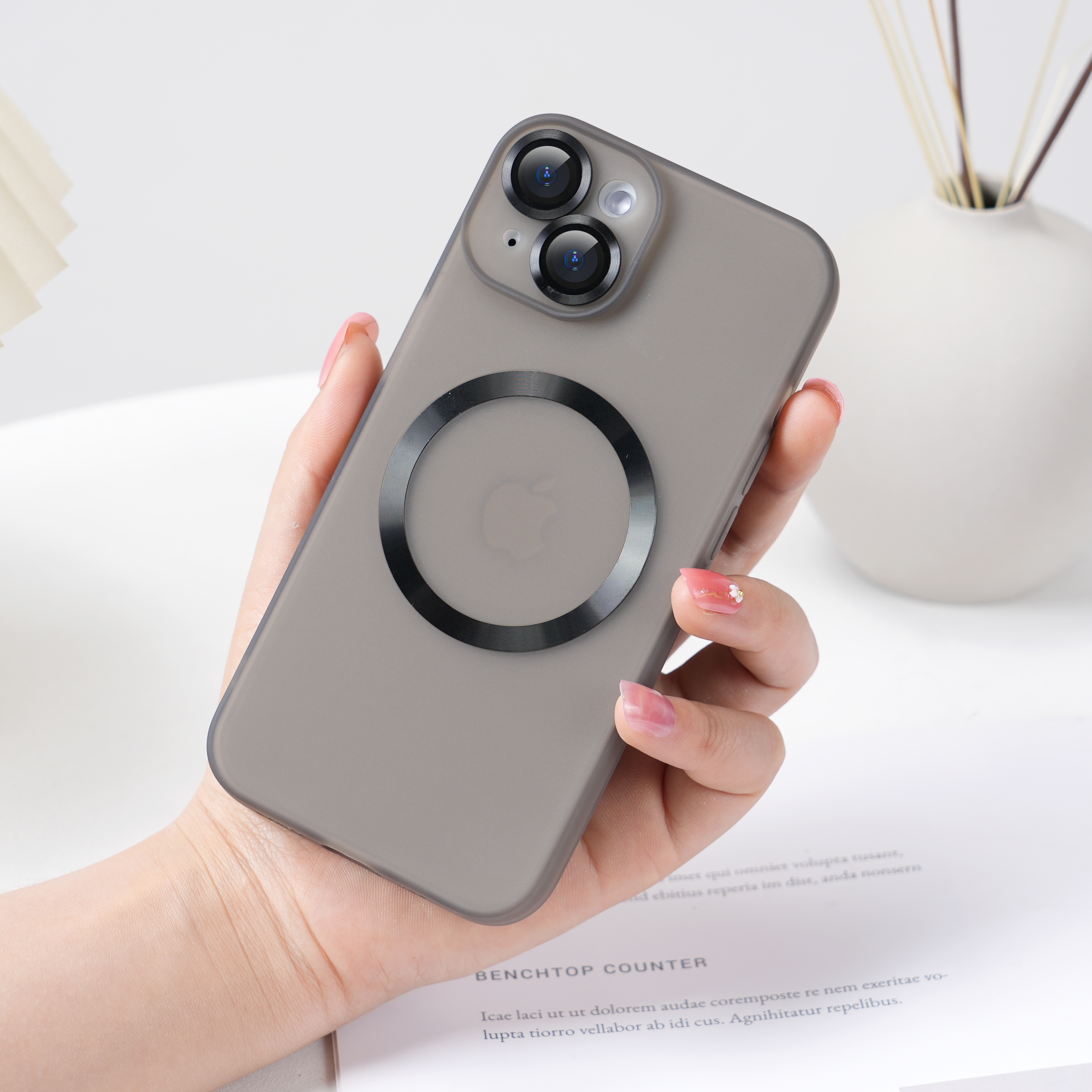 Magnetic Matte Logo Hole Lens Protection Phone Case For iPhone 14 13 12 11 Pro Max Shockproof PC Hard Ultra Thin Bumper Cover