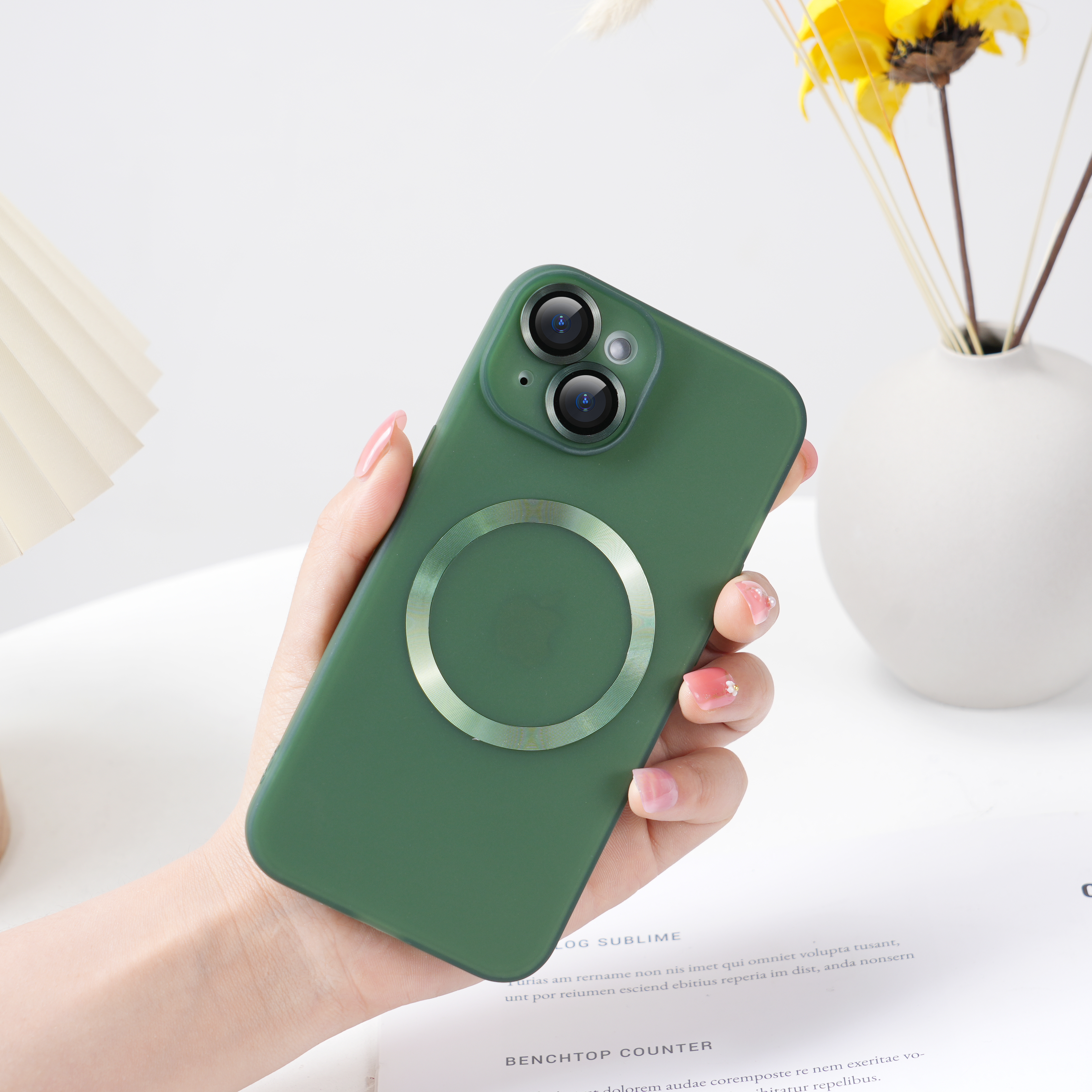 Magnetic Matte Logo Hole Lens Protection Phone Case For iPhone 14 13 12 11 Pro Max Shockproof PC Hard Ultra Thin Bumper Cover