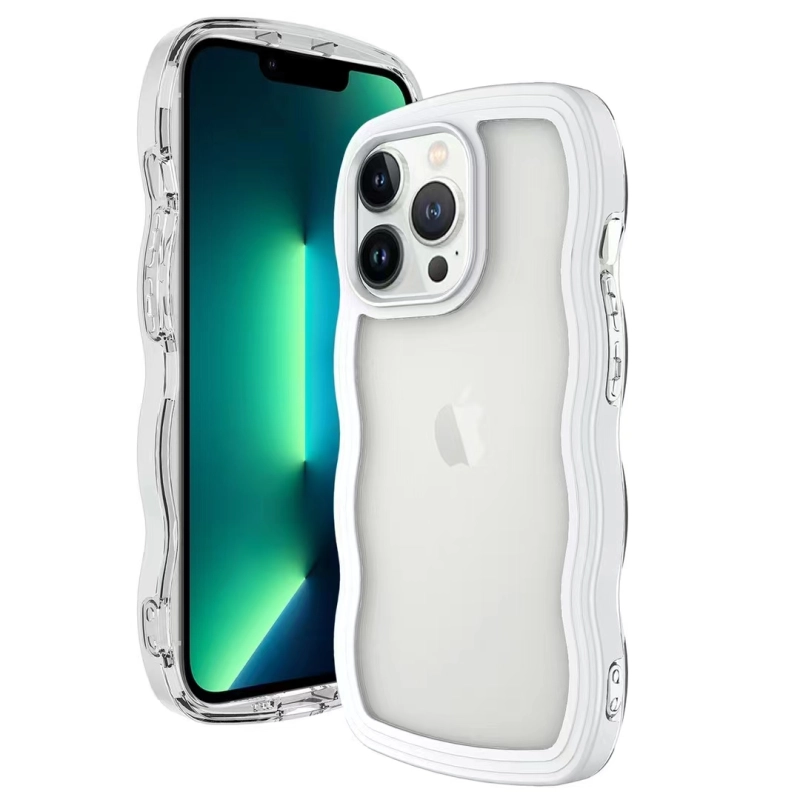 large stock mix colors wavy border TPU Frame acrylic korean fancy cell phone case for iPhone