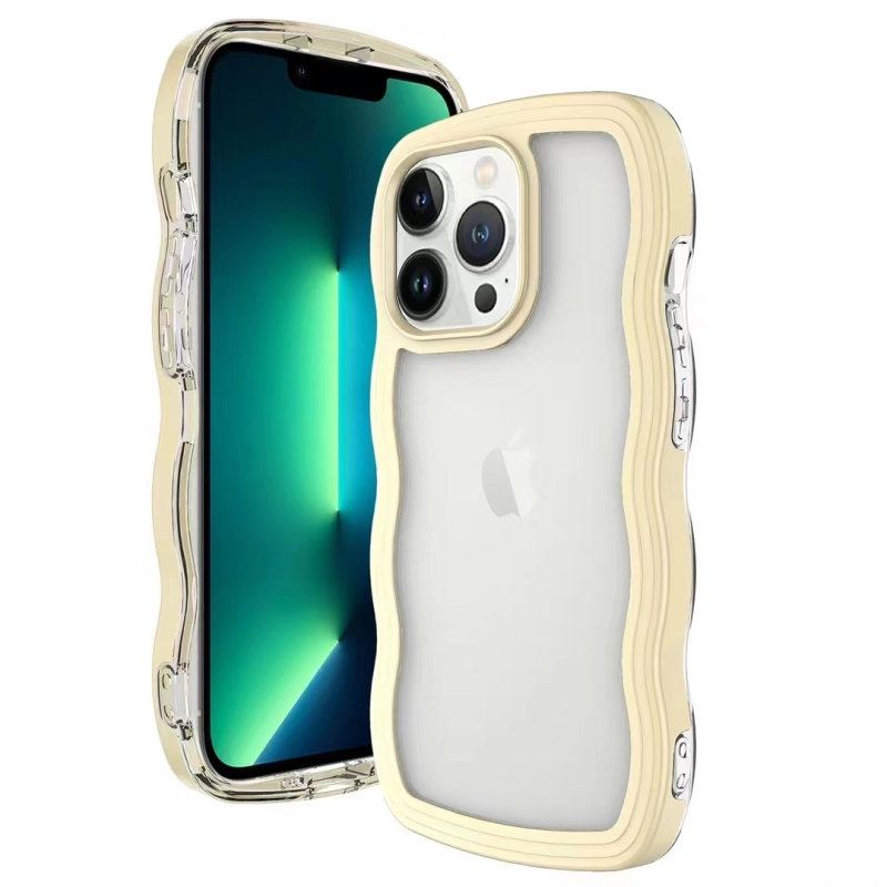 large stock mix colors wavy border TPU Frame acrylic korean fancy cell phone case for iPhone