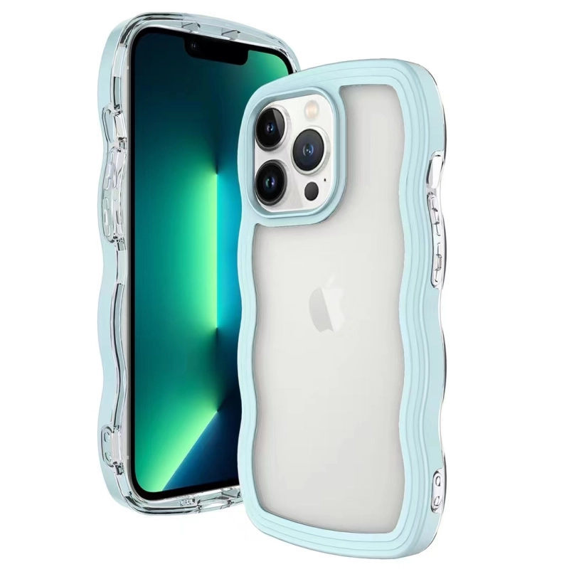 large stock mix colors wavy border TPU Frame acrylic korean fancy cell phone case for iPhone