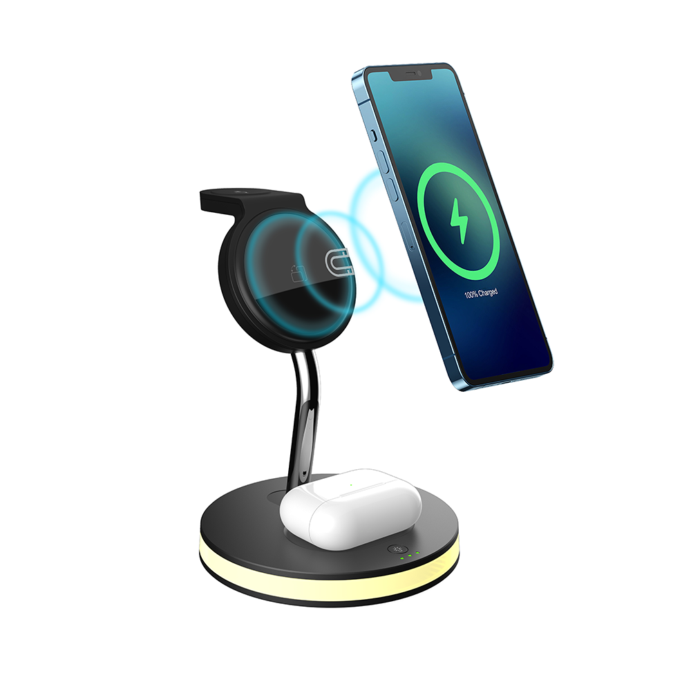Factory direct sale iphone 3 in 1 foldable wireless charger 15w Fast 3 in 1 wireless charger stand for iphone and android