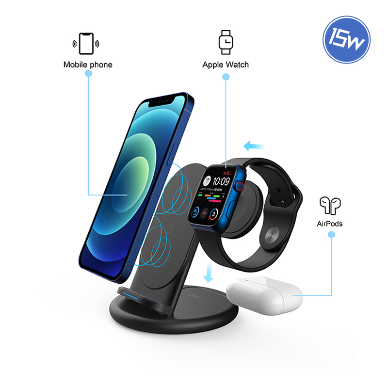 Hot Products QI2.0 Multifunction 3 in1 Universal Phone Wireless Charger Stand Fast Mobile 4 In 1 Wireless Charger