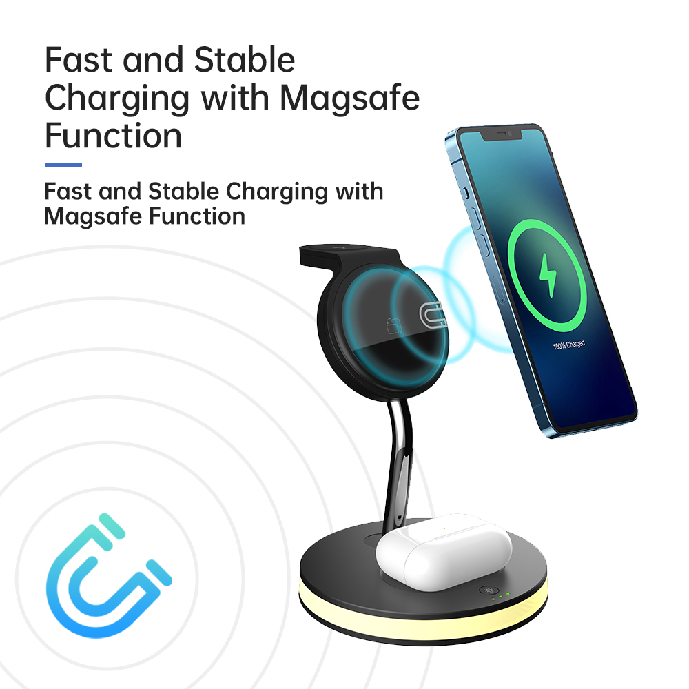 Factory direct sale iphone 3 in 1 foldable wireless charger 15w Fast 3 in 1 wireless charger stand for iphone and android