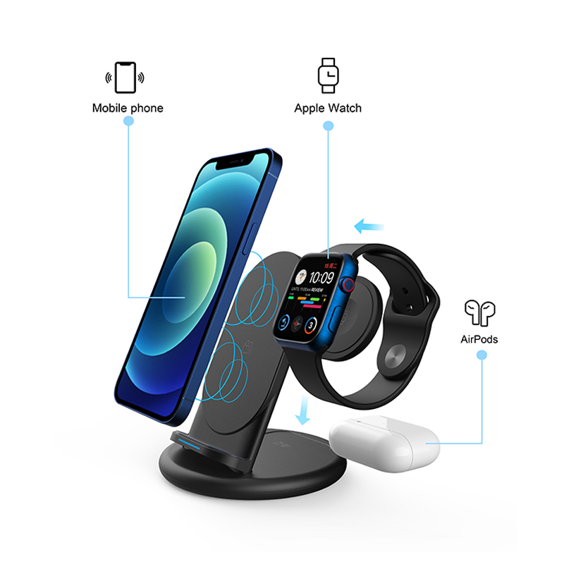 Hot Products QI2.0 Multifunction 3 in1 Universal Phone Wireless Charger Stand Fast Mobile 4 In 1 Wireless Charger