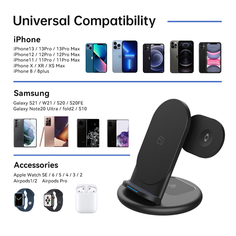 Hot Products QI2.0 Multifunction 3 in1 Universal Phone Wireless Charger Stand Fast Mobile 4 In 1 Wireless Charger